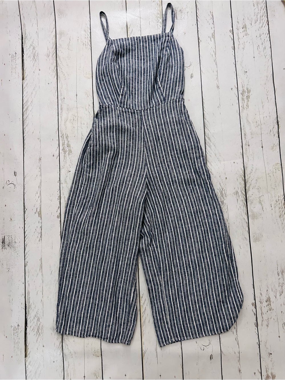 Old Navy Blue & White Striped Wide-Leg Jumpsuit